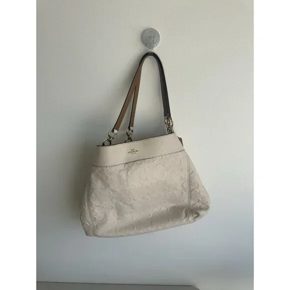 Coach Lexy Embossed Cream Leather Shoulder Bag - Picture 3 of 10